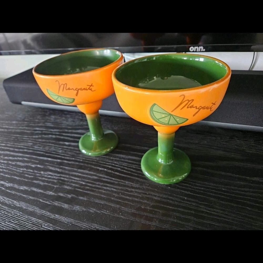 Orange and Green Margarita Glasses